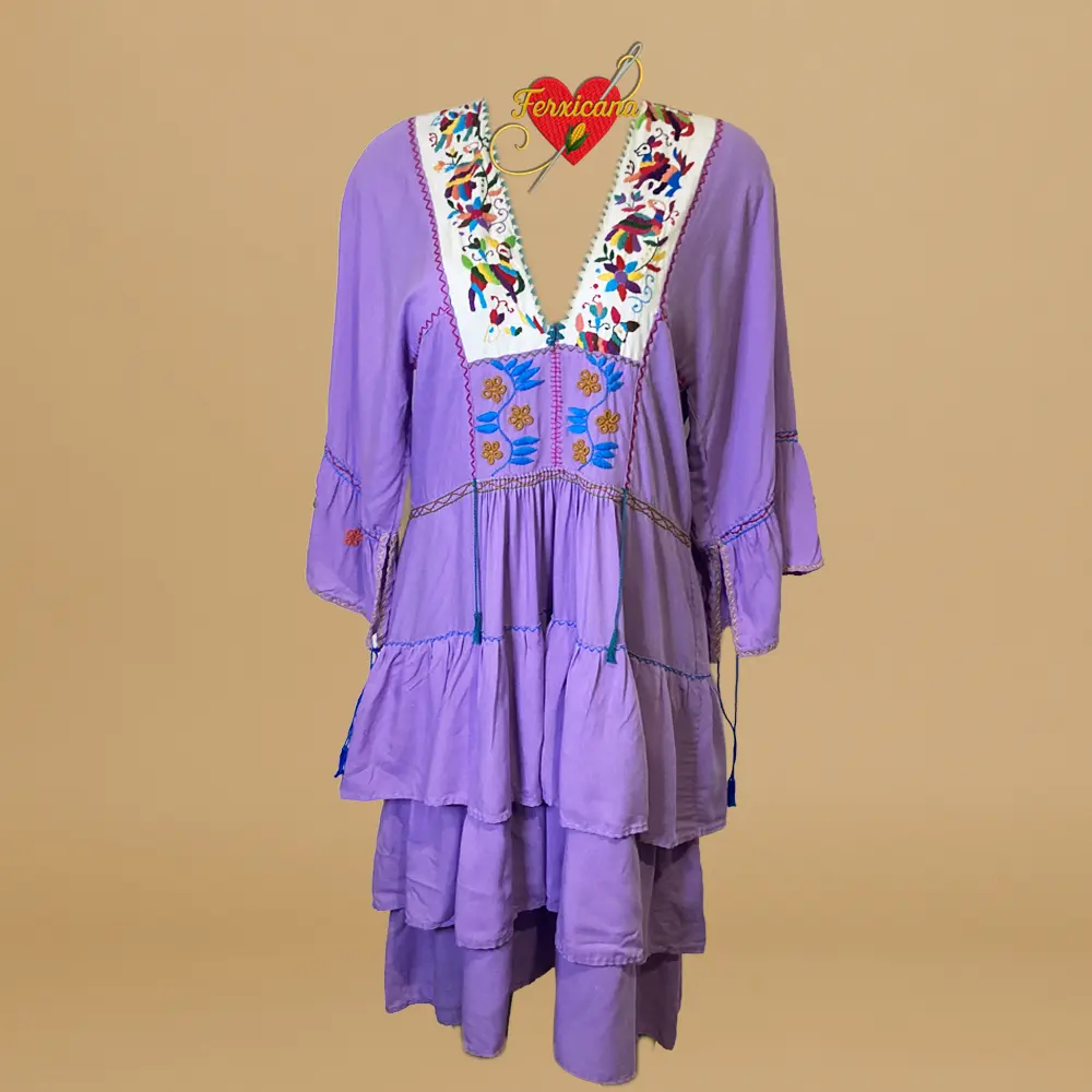 Vestido “Aves del Amanecer” – Bordado artesanal de San Antonino, Oaxaca