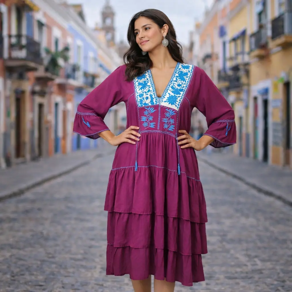 Vestido “Cielo de Uvas” – Bordado artesanal de Oaxaca
