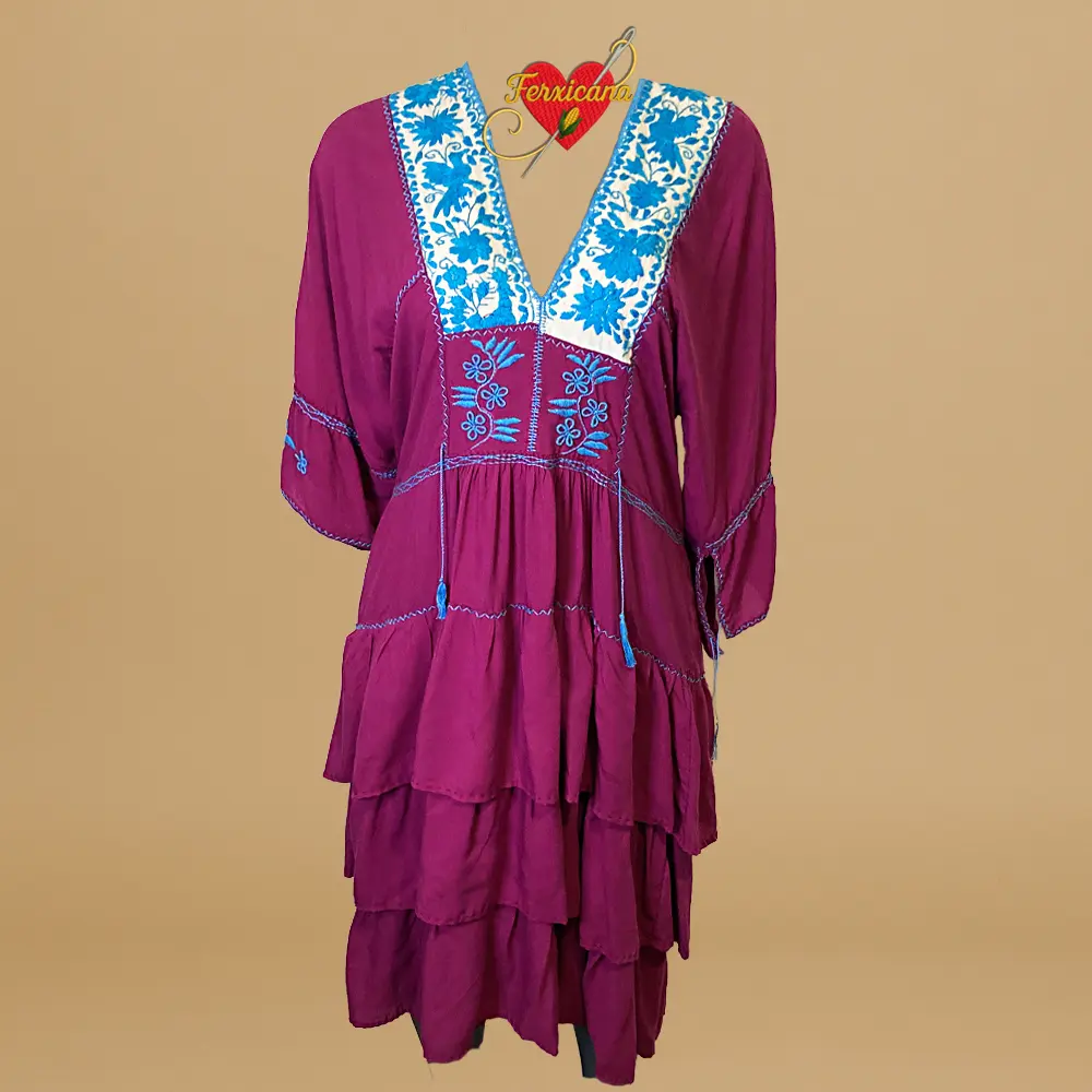 Vestido “Cielo de Uvas” – Bordado artesanal de Oaxaca