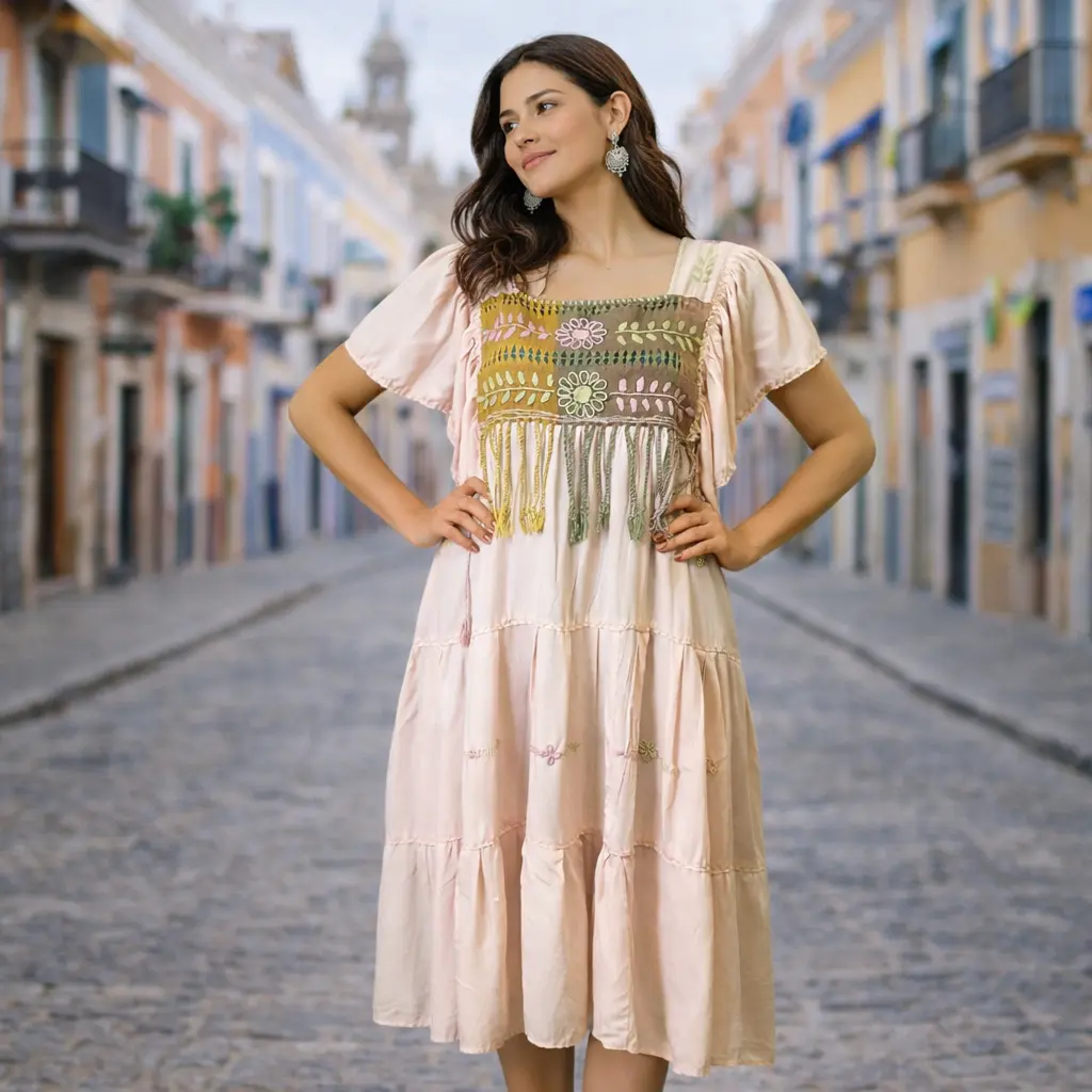Vestido “Flores del Amanecer” – Bordado artesanal de Chiapas