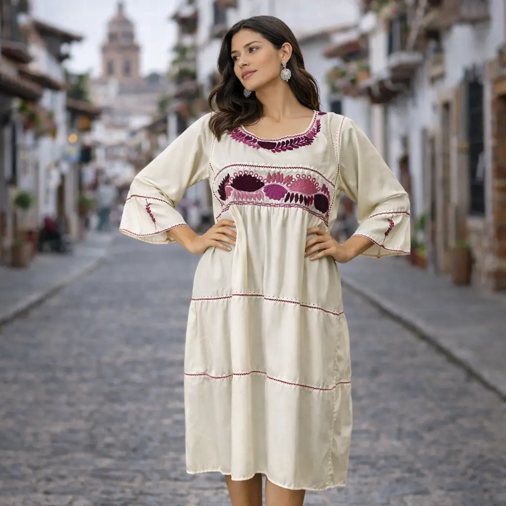 Vestido “Luna de Niebla” – Bordado artesanal de Chiapas