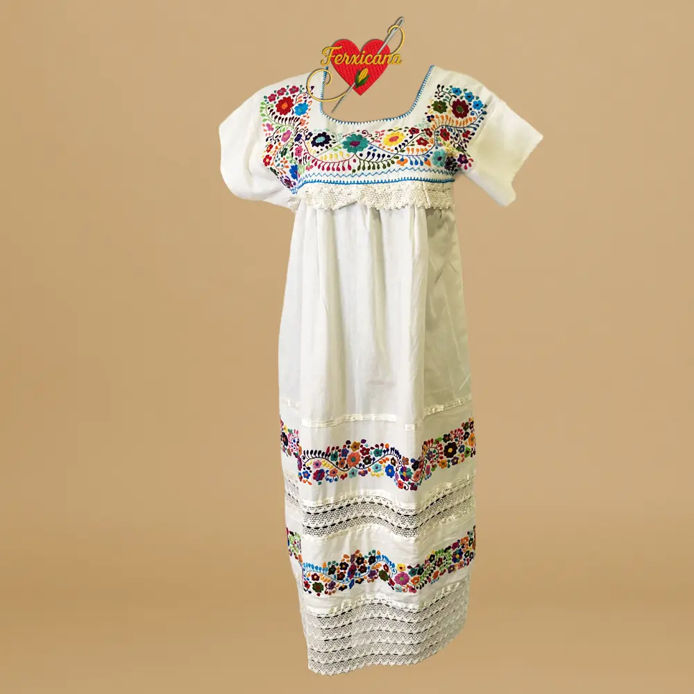 Vestido “Flor del Viento” – Bordado artesanal de Chiapas