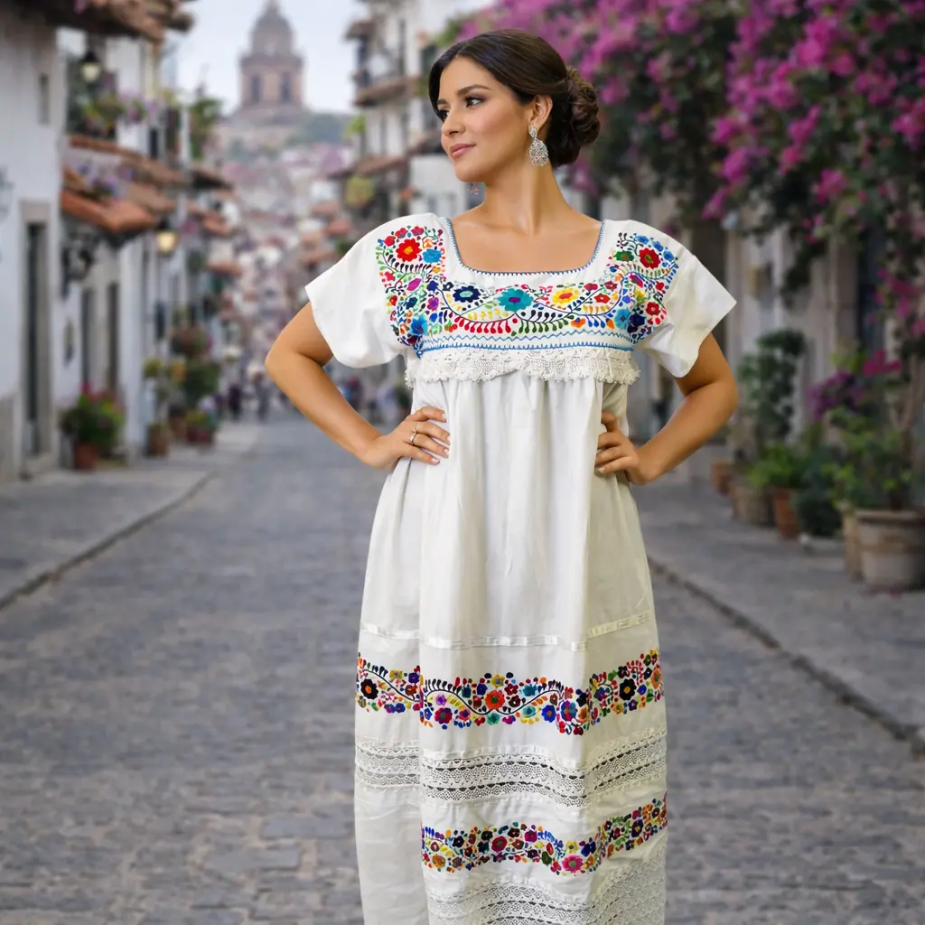 Vestido “Flor del Viento” – Bordado artesanal de Chiapas