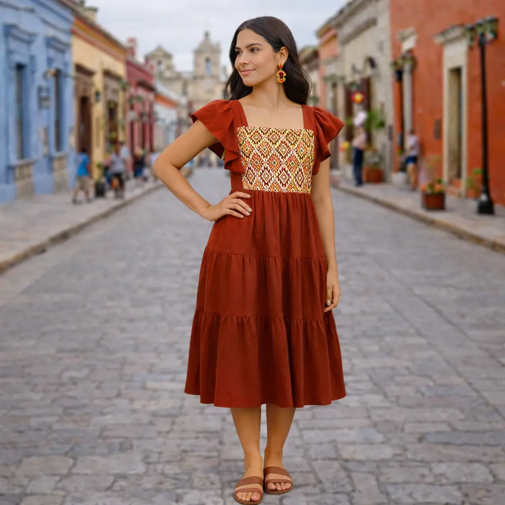 Vestido “Tierra Viva” – Bordado  en Telar de Cintura de Chiapas