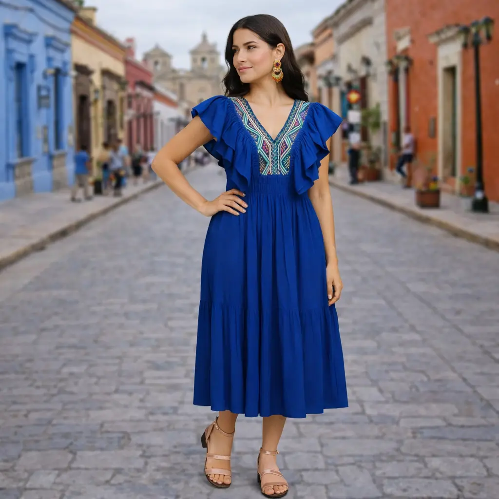 Vestido “Flor de los Altos” – Bordado telar de cintura Chiapas