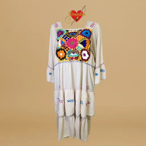 Vestido “Flores del Valle” – Bordado artesanal de Oaxaca