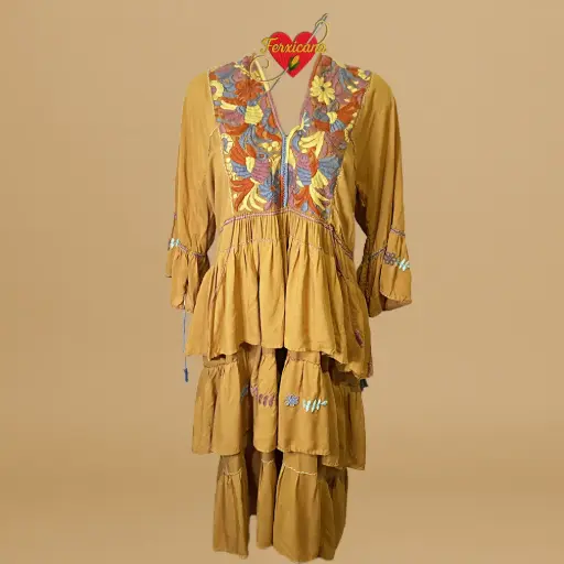 Vestido “Sol de Miel” – Bordado artesanal de Oaxaca