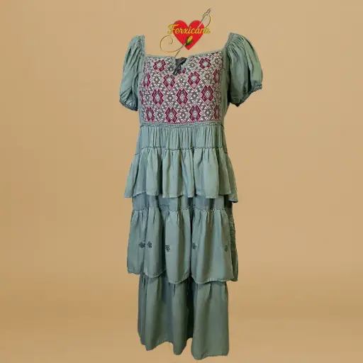 Vestido “Verde Salvia” – Bordado artesanal de Chiapas