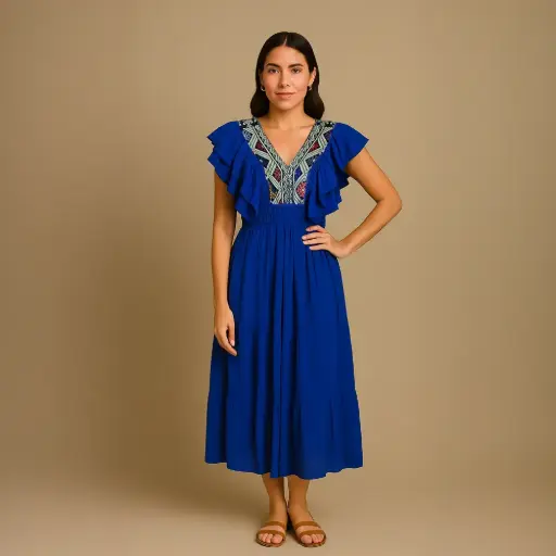 Vestido “Flor de los Altos” – Bordado telar de cintura Chiapas