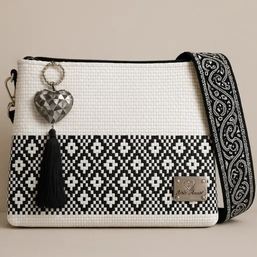 Bolsa Artesanal Yitin Ánuá – Blanco & Negro Crossbody